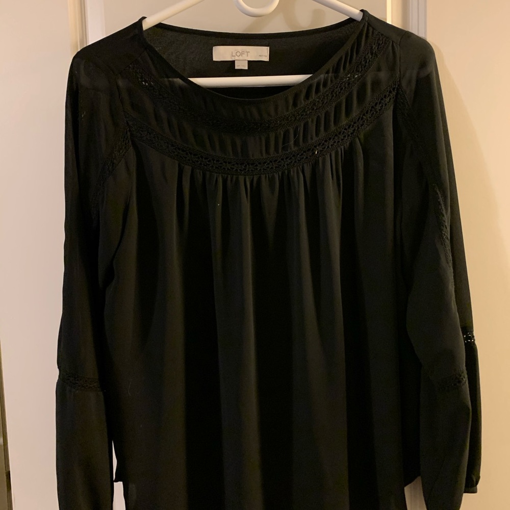 Black Blouse - Loft - Petite Medium